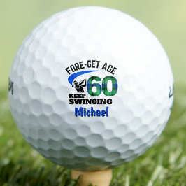 Blue Plaid 60ste Verjaardagsfeest VOOR-GET Leeftij Golfballen