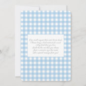 Blue plaid and Bear Baby Shower Boy Kaart (Achterkant)