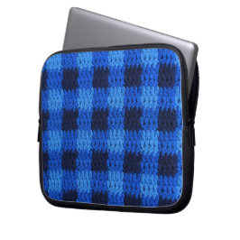 Blue Plaid Artisan Haakprint Elektronicatas Laptop Sleeve