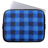 Blue Plaid Artisan Haakprint Elektronicatas Laptop Sleeve (Voorkant)