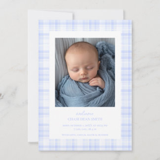 Blue Plaid Baby aangekondigd Aankondiging