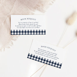 Blue Plaid Baby shower Boek Aanvraag Kaart Visitekaartje