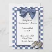 Blue Plaid Baby shower Invitation Kaart (Voorkant)
