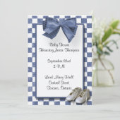 Blue Plaid Baby shower Invitation Kaart (Staand voorkant)