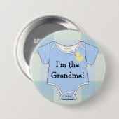 Blue Plaid Baby shower oma Ronde Button 7,6 Cm (Voorkant /achterkant)