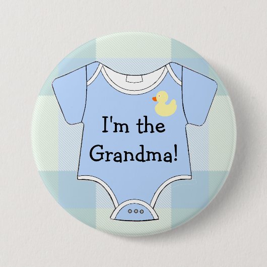Blue Plaid Baby shower oma Ronde Button 7,6 Cm (Voorkant)