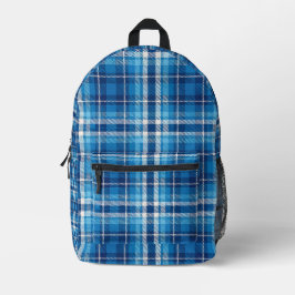 Blue Plaid Back Pack Bedrukte Rugzak
