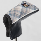 Blue Plaid Beste Hond Papa Custom Foto Golfheadcover (3/4 voorkant)