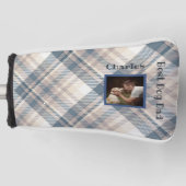 Blue Plaid Beste Hond Papa Custom Foto Golfheadcover (Voorkant)