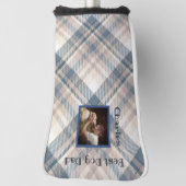 Blue Plaid Beste Hond Papa Custom Foto Golfheadcover (Draai 90)