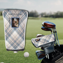 Blue Plaid Beste Hond Papa Custom Foto Golfheadcover