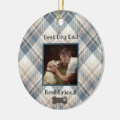 Blue Plaid Beste Hond Papa Foto Vaderdag Keramisch Ornament (Links)