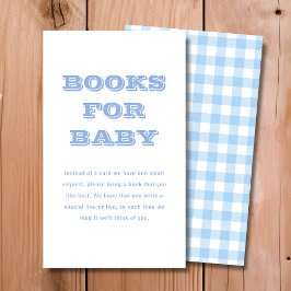 Blue Plaid Boeken voor Baby | Baby Shower Informatiekaartje