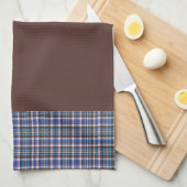 Blue Plaid Borders on Brown Theedoek (Quarter Fold)
