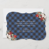 Blue Plaid Botanical String Lights New Year Card Feestdagenkaart (Achterkant)