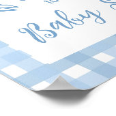 Blue plaid bow boys baby shower welkomstbord poster (Hoek)