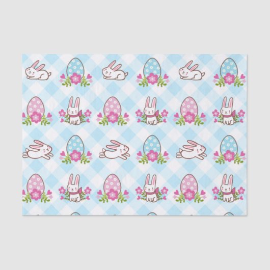 Blue Plaid Bunny Hop Tissuepapier (Voorkant)