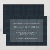 Blue Plaid Business Corporate Holiday Christmas In Kaart (Voorkant / Achterkant)