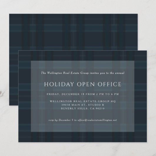 Blue Plaid Business Corporate Holiday Christmas In Kaart (Voorkant / Achterkant)