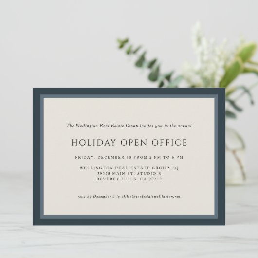 Blue Plaid Business Corporate Holiday Christmas Kaart (Staand voorkant)