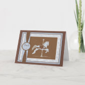 Blue Plaid Carrousel Horse Dank je wel kaart (Voorkant)