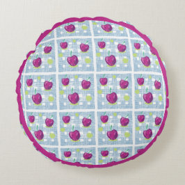 Blue Plaid CheRry-Sierkussen Rond Kussen