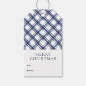 Blue Plaid Christmas Cadeaulabel (Voorkant)