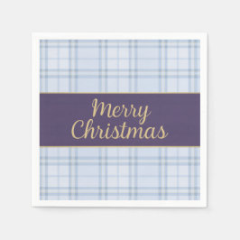 Blue Plaid Christmas Napkins • Merry Christmas • P Servet