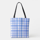  Blue Plaid Custom Monogram Tote Bag (Achterkant)