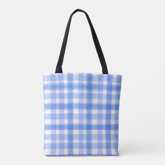 Blue Plaid Custom Monogram Tote Bag (Achterkant)