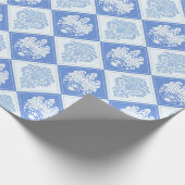 Blue Plaid Damask Cadeaupapier (Hoek)
