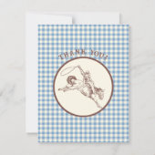 Blue Plaid First Rodeo Western 1st Birthday Bedankkaart (Achterkant)