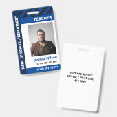 Blue Plaid Foto ID School Leraar Badge (Voor- en achterkant)