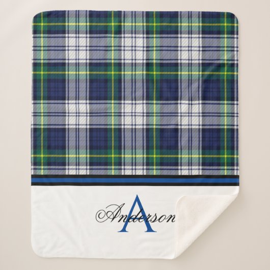 Blue Plaid gepersonaliseerd Sherpa Deken (Voorkant)