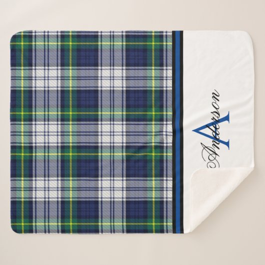 Blue Plaid gepersonaliseerd Sherpa Deken (Voorkant (horizontaal))