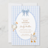 Blue Plaid Goose Duck Coquette Baby shower Kaart (Voorkant)
