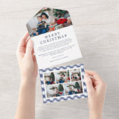 Blue Plaid Holiday Trifold Kaart (Afscheurbaar)