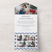 Blue Plaid Holiday Trifold Kaart (Binnen)