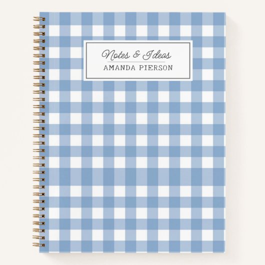 Blue Plaid Ideeën Familie Gepersonaliseerd Notitieboek (Voorkant)
