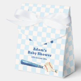 Blue Plaid Little Slugger Baseball Baby Shower Bedankdoosjes