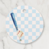 Blue Plaid Little Slugger Baseball Baby Shower  Bedankjes Labels (Achterkant)