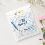 Blue Plaid Little Slugger Baseball Baby Shower  Bedankzakje (Gezegeld)