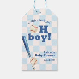Blue Plaid Little Slugger Baseball Baby Shower Cadeaulabel