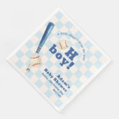 Blue Plaid Little Slugger Baseball Baby Shower  Servet (Hoek)