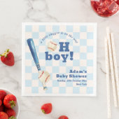 Blue Plaid Little Slugger Baseball Baby Shower  Servet (Insitu)