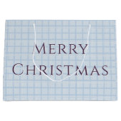 Blue Plaid "Merry Christmas" Grote Cadeautas (Voorkant)