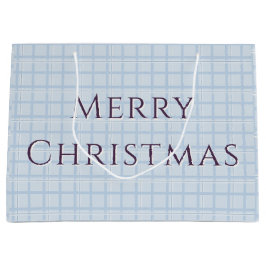 Blue Plaid "Merry Christmas" Grote Cadeautas