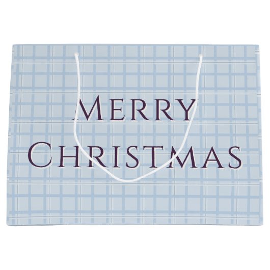Blue Plaid "Merry Christmas" Grote Cadeautas (Voorkant)