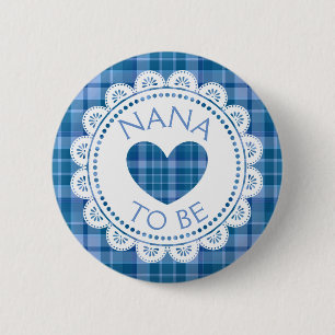 Blue Plaid Nana wordt Button