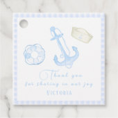 Blue Plaid Nautical Baby Boy Baby shower Bedankjes Labels (Voorkant)